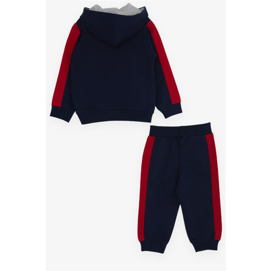 Boy's Tracksuit Suit Bear Printed Navy (1-4 Years)