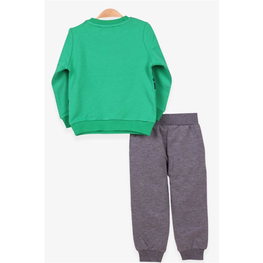 Boys Tracksuit Set Bear Printed Green (1-3 Years)