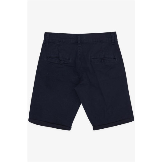 Boys Capri With Pockets And Buttons Navy Blue (8-14 Years)