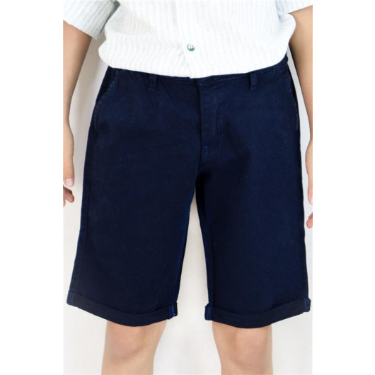 Boys Capri With Pockets And Buttons Navy Blue (8-14 Years)