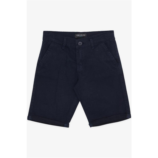 Boys Capri With Pockets And Buttons Navy Blue (8-14 Years)