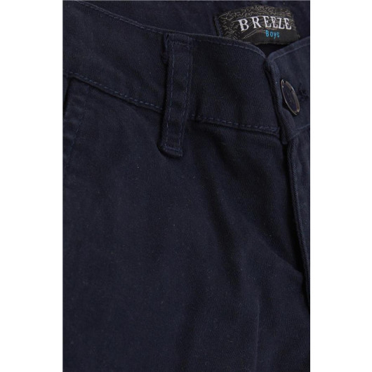 Boys Capri With Pockets And Buttons Navy Blue (8-14 Years)