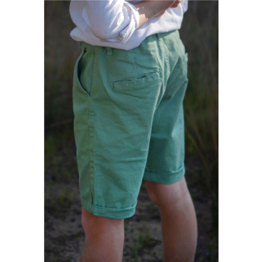 Boy Capri Pocket Buttoned Mint Green (8-14 Years)