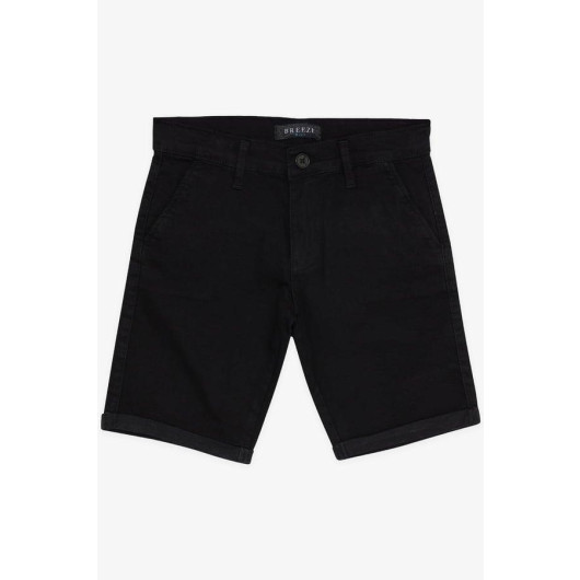 Boy Capri Pocket Buttoned Black (8-14 Years)