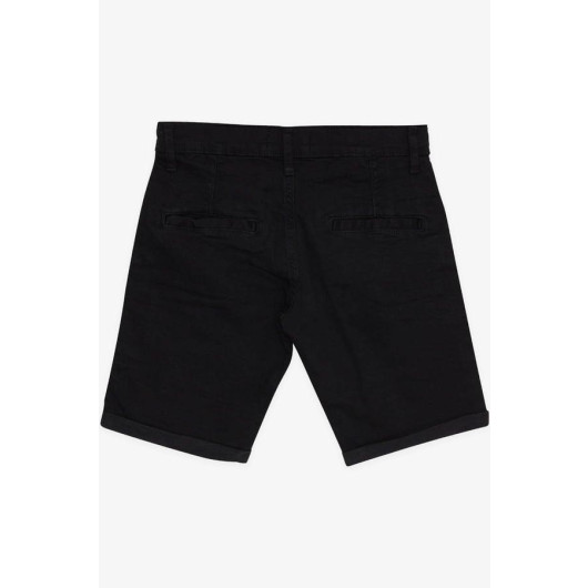 Boy Capri Pocket Buttoned Black (8-14 Years)