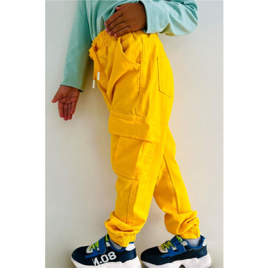 Boy's Jeans Yellow (3-7 Years) With Elastic Waist Pocket