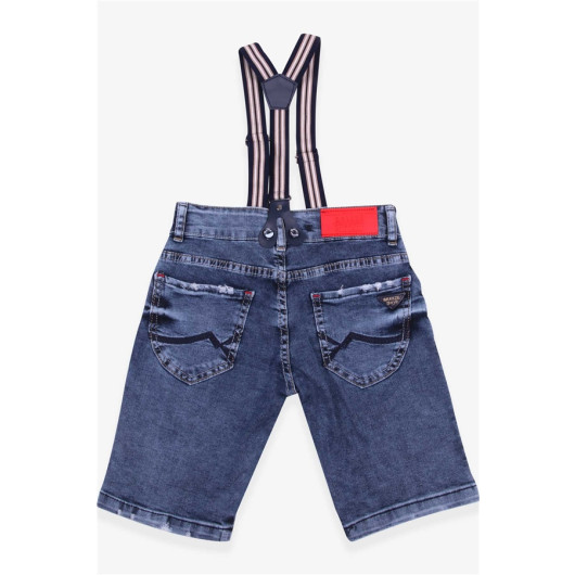 Boys Denim Shorts Hanging Paint Pattern Blue (6-12 Ages)