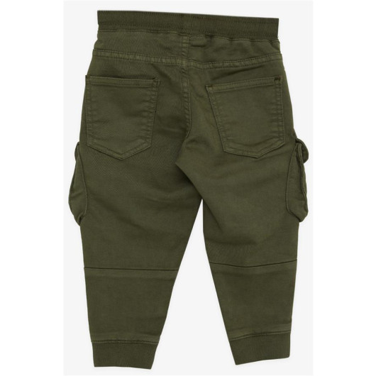 Boy's Trousers With Cargo Pockets And Elastic Waist Dark Green (Ages 3-7)