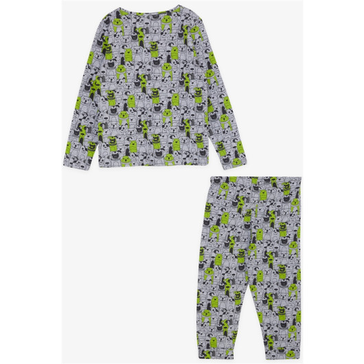 Boys Pajamas Set Doggy Pattern Gray Melange (3-7 Years)