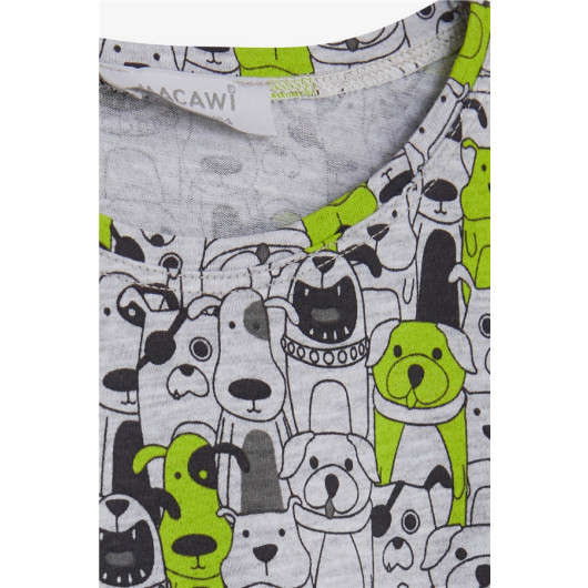 Boys Pajamas Set Doggy Pattern Gray Melange (3-7 Years)