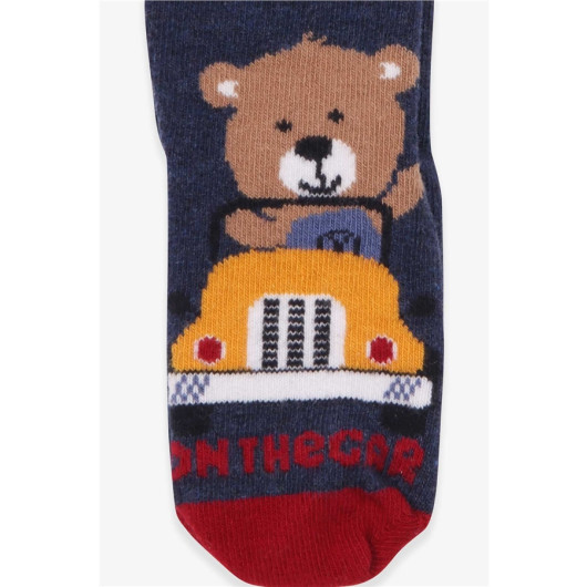 Boy Socks Teddy Bear Patterned Indigo (1-8 Years)