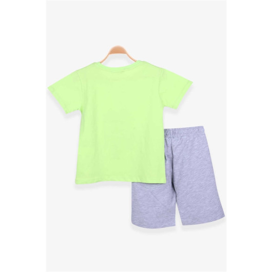 Boys Shorts Set Car Printed Pistachio (5-10 Years)