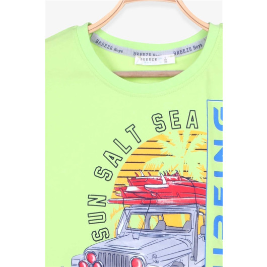 Boys Shorts Set Car Printed Pistachio (5-10 Years)