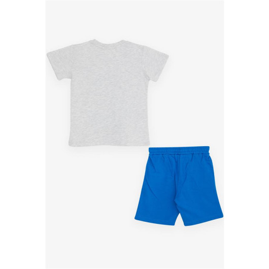 Light Gray Printed T-Shirt And Shorts Set For Boys (1-4 Years)