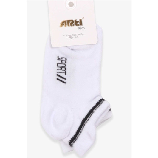 Boys Sporty Booties Socks White (1-2-13-14 Age)