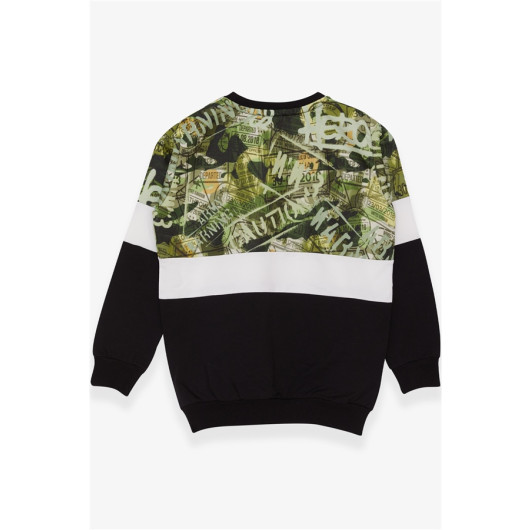 Boy's Sweatshirt Patterned Black (6-12 Years)