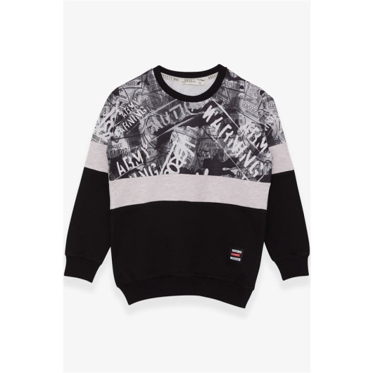 Boy's Sweatshirt Patterned Black (6-12 Years)