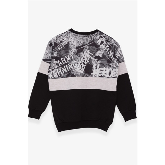 Boy's Sweatshirt Patterned Black (6-12 Years)