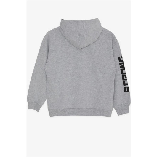 Boy's Sweatshirt Hooded Light Gray Melange (8-14 Years)