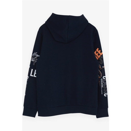 Boy's Sweatshirt Hooded Kangaroo Pocket Navy Blue (9-14 Years)