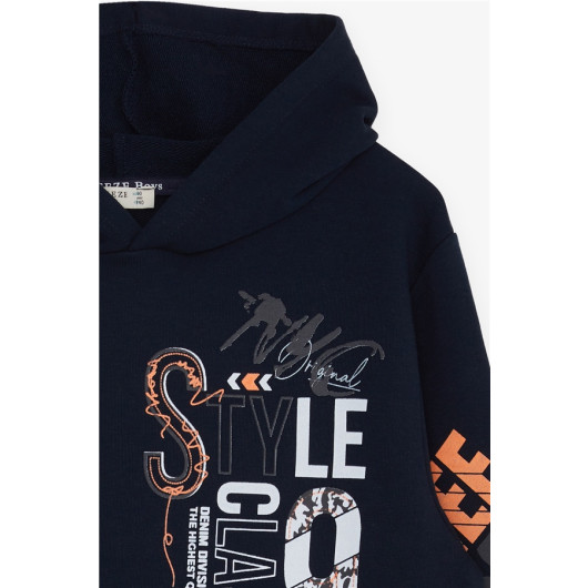 Boy's Sweatshirt Hooded Kangaroo Pocket Navy Blue (9-14 Years)