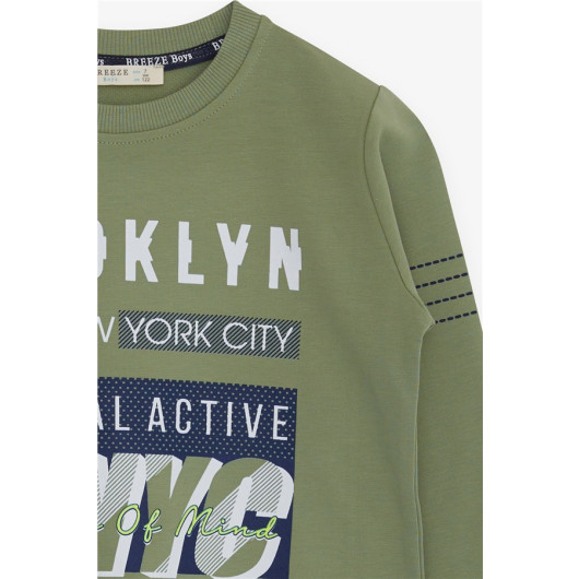 Boys Sweatshirt With Letter Print Mint Green (7-12 Years)