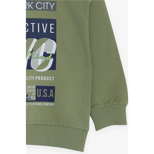 Boys Sweatshirt With Letter Print Mint Green (7-12 Years)