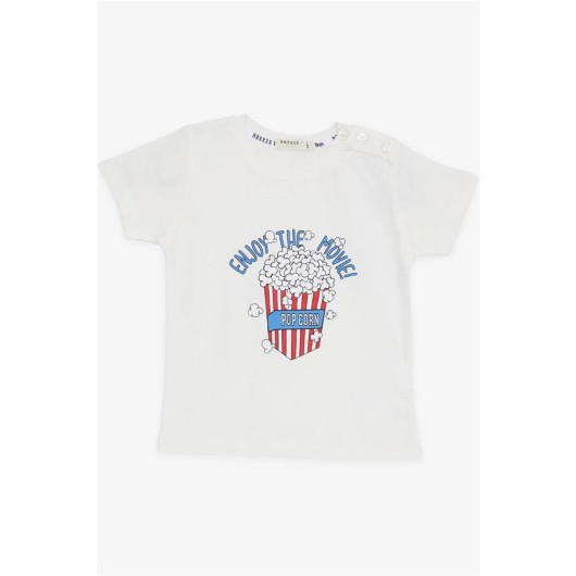 Boys T-Shirt Pop Corn Printed Ecru (2-6 Years)