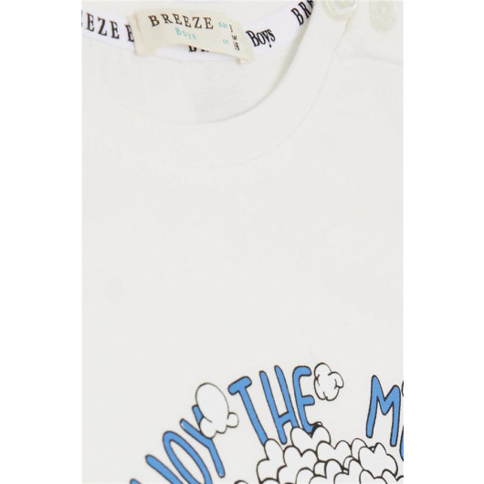 Boys T-Shirt Pop Corn Printed Ecru (2-6 Years)