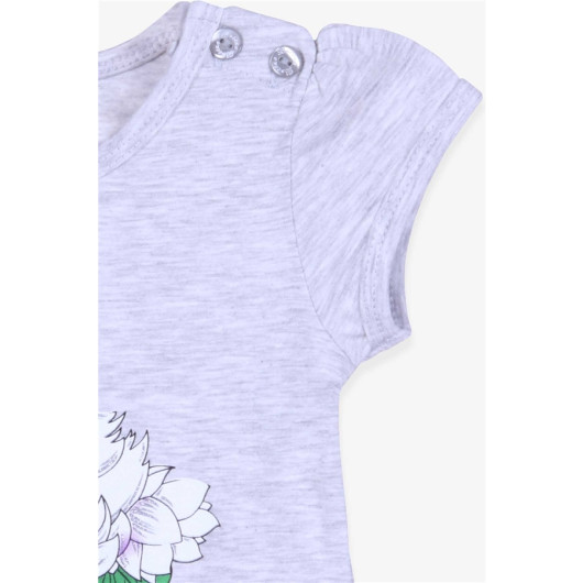 Girl's Dress Swan Printed Gray Melange (1.5-5 Years)