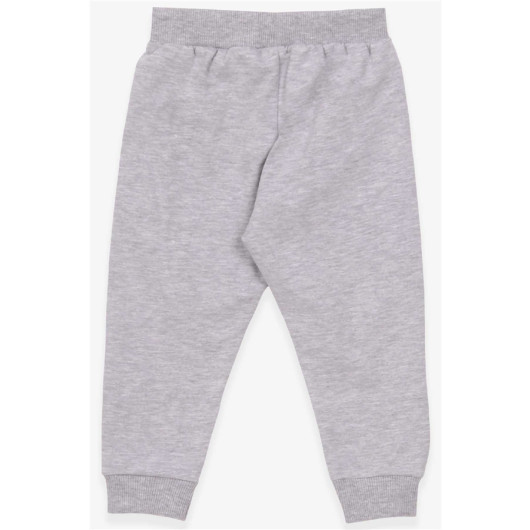 Baby Girl Sweatpants Cat Printed Light Gray Melange (6 Months-1.5 Years)