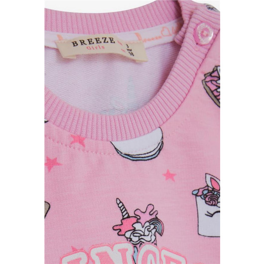 Baby Girl Tracksuit Set Princess Dinosaur Pattern Pink (9 Months-3 Years)