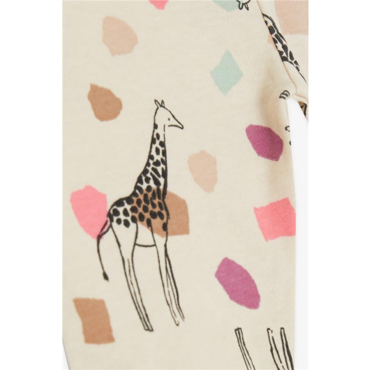 Baby Girl Hospital Exit Triple Giraffe Patterned Beige (0-3 Months-4 Months)