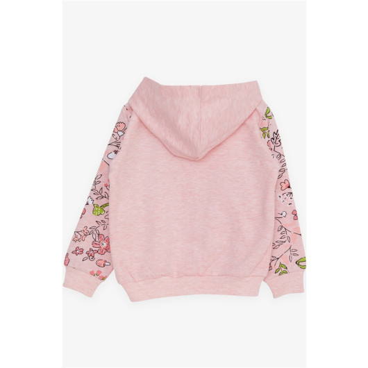 Girl's Cardigan Floral Printed Salmon Melange (1-4 Years)