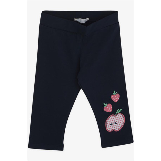 Girl's Capri Tights Set Apple Patterned Salmon (1-4 Years)