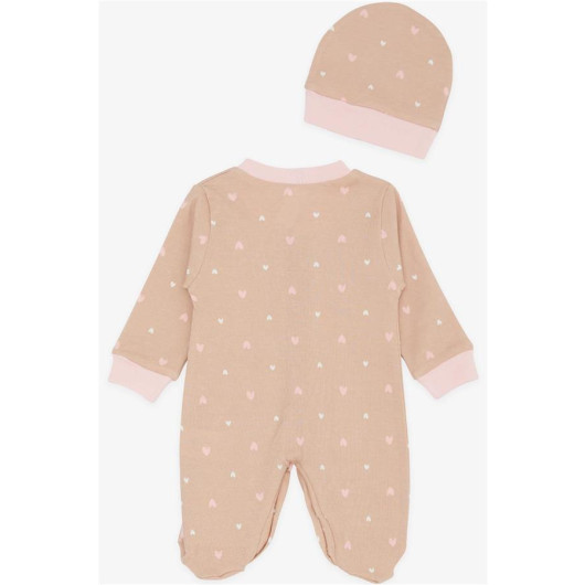 Baby Girl Booties Jumpsuit Colorful Star Pattern Light Brown (0-6 Months)