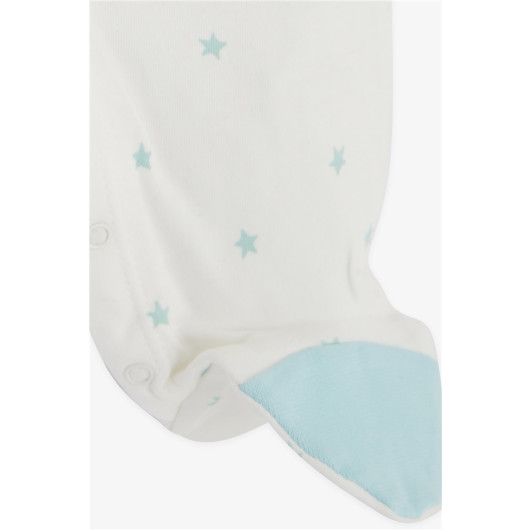 Baby Girl Footed Jumpsuit Star Patterned Ecru (6 Months)