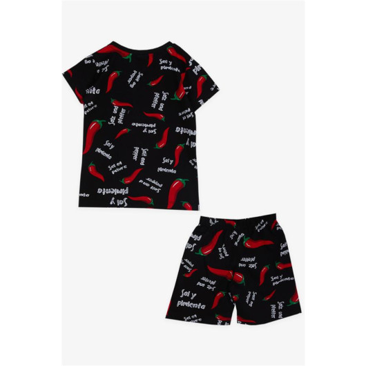 Baby Girl Pajama Set Pepper Patterned Black (9 Months-3 Years)