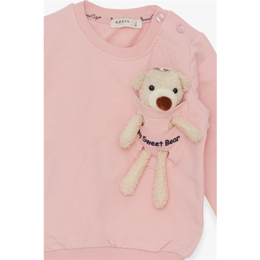 Girl's Sweatshirt With Teddy Bear Accessories Powder (1.5-5 Years)