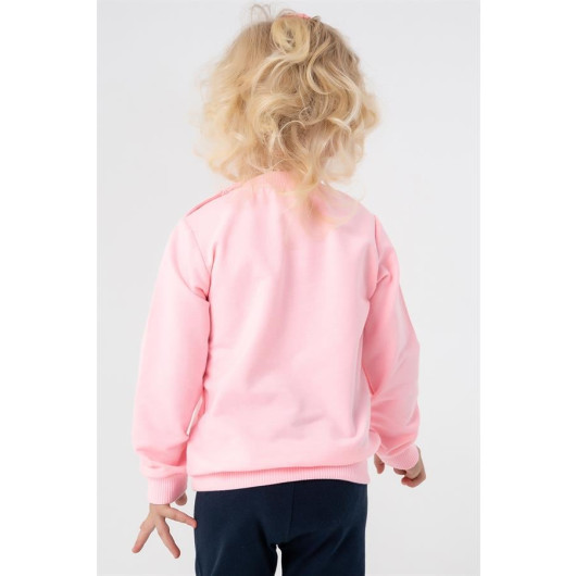 Girl's Sweatshirt With Teddy Bear Accessories Powder (1.5-5 Years)