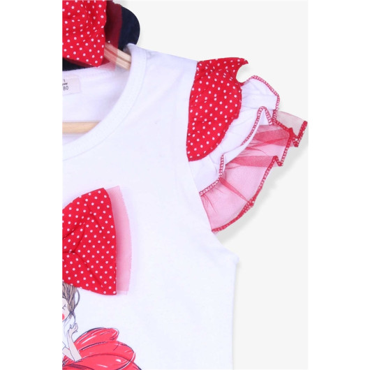 Baby Girl Tights Set Ballerina Printed Bandana White (6 Months-2 Years)