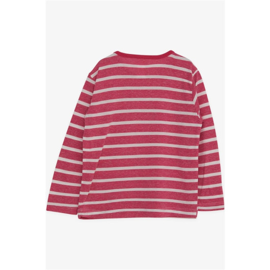 Baby Girl Long Sleeve T-Shirt Striped Letter Printed Fuchsia (9 Months-3 Years)