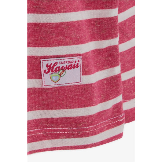 Baby Girl Long Sleeve T-Shirt Striped Letter Printed Fuchsia (9 Months-3 Years)