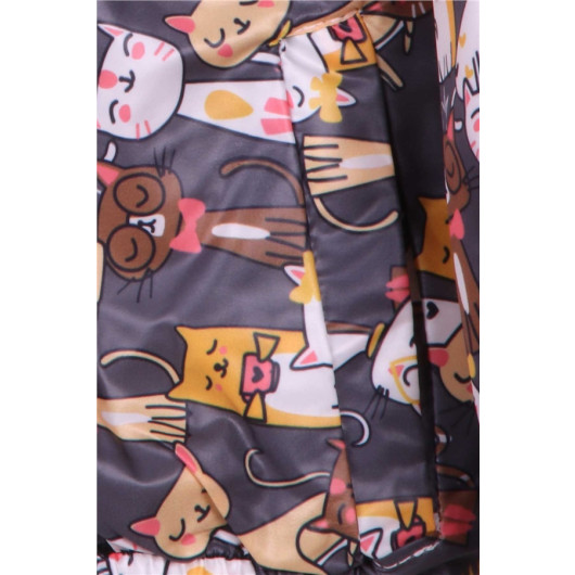 Girl Raincoat Kitty Patterned Smoked (1-4 Years)