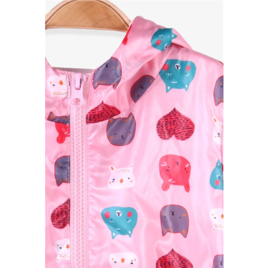 Girl's Raincoat Colorful Animal Pattern Powder/Light Pink (1-3Yrs)