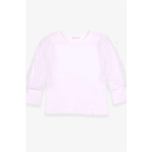 Girl's Blouse Sleeves Tulle Detailed Ecru (3-7 Years)