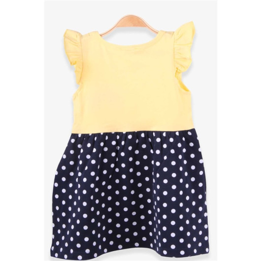 Girl's Dress With Strawberry Embroidery Yellow (2-6 Years)