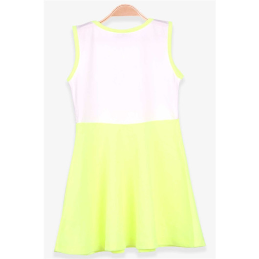 Girl Kids Dress Unicorn Printed Neon Green (3-7 Years)