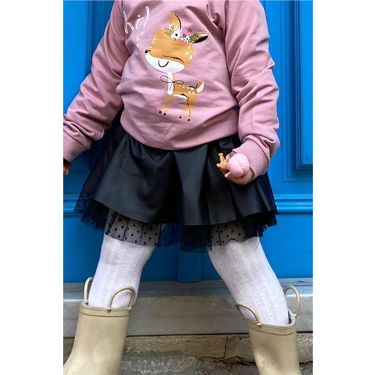 Girl's Leather Skirt Tulle Black (3-6 Years)