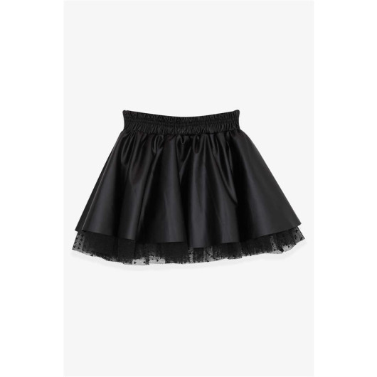 Girl's Leather Skirt Tulle Black (3-6 Years)